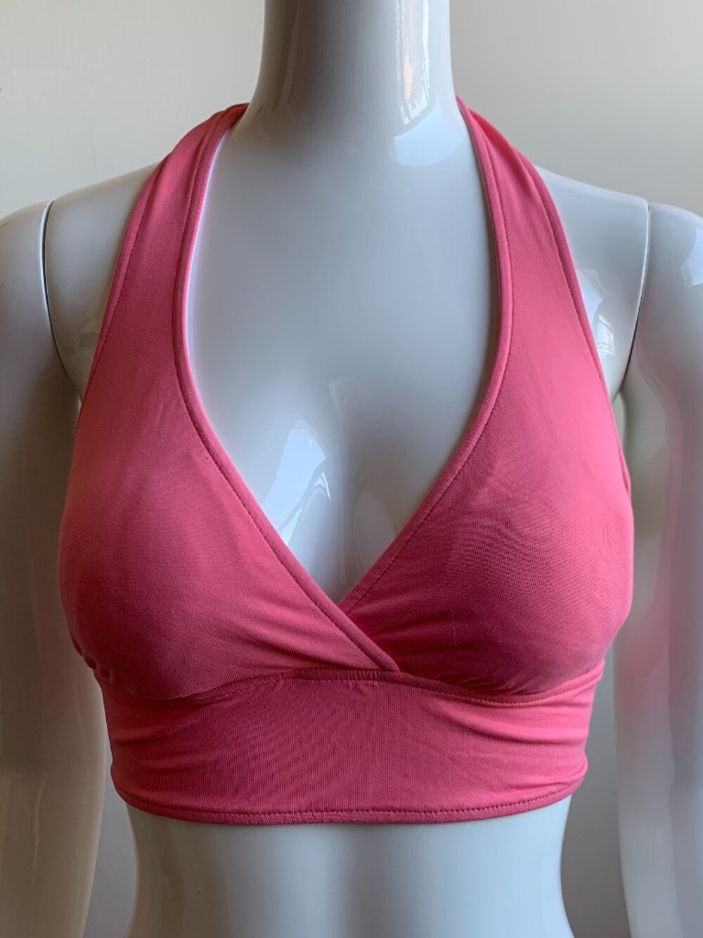 Anne Cole Marilyn Coral Pink Banded Halter full coverage bikini top